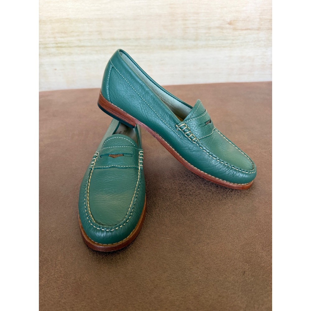 GH Bass Weejuns Green Leather Penny Loafers Womens 8 M 71-25707